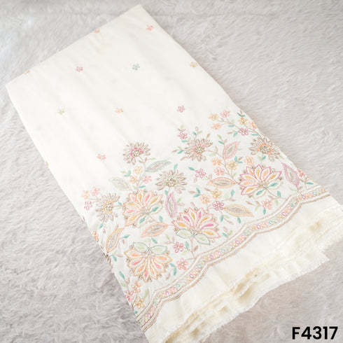 Cut Dana Thread Zari Sequins Embroidered  Dola Silk Fabric -F4317